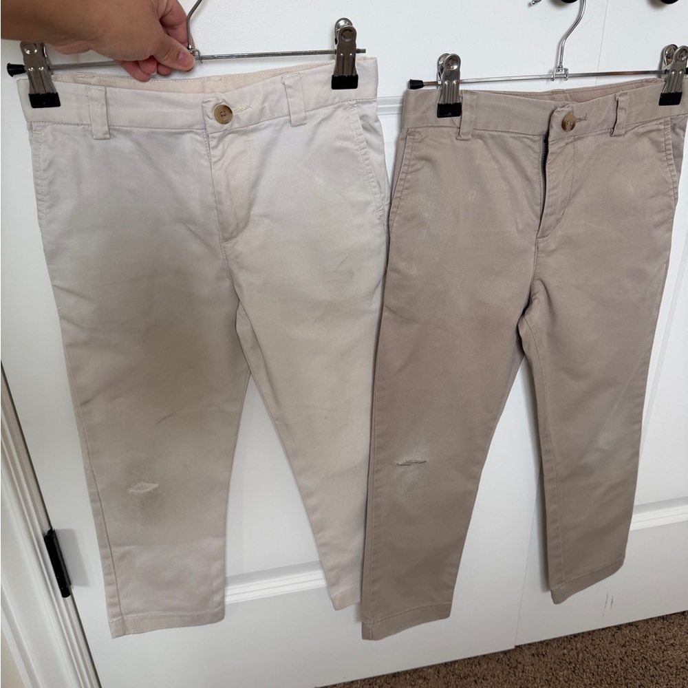 Vineyard Vines Boys Size 6 Cream and Tan Chinos